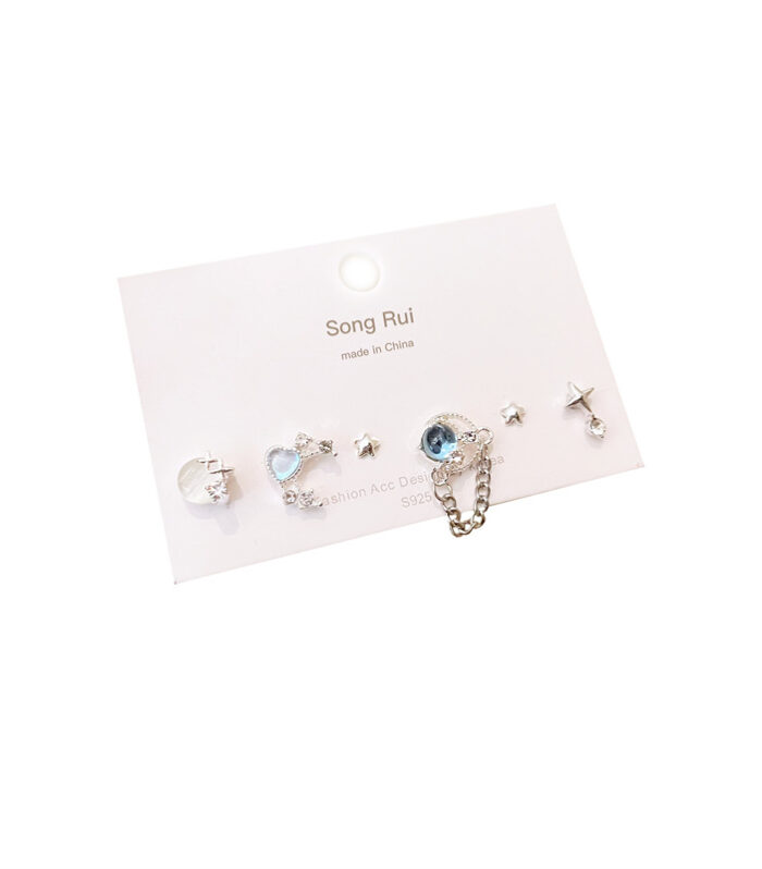 1 Set Elegant Streetwear Geometric Star Heart Shape Plating Inlay Alloy Zircon Ear Studs