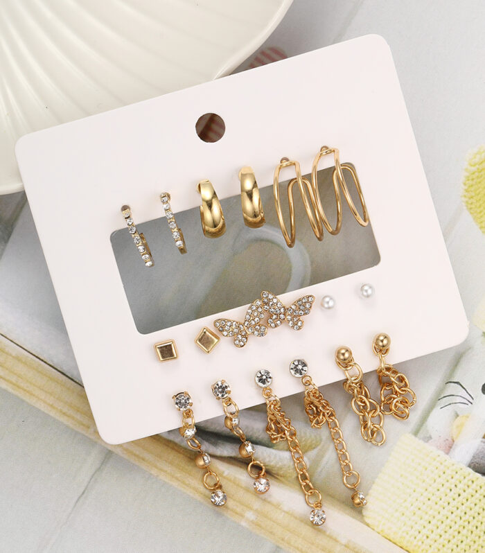 Shiny Tassel Heart Shape Butterfly Plating Inlay Imitation Earrings