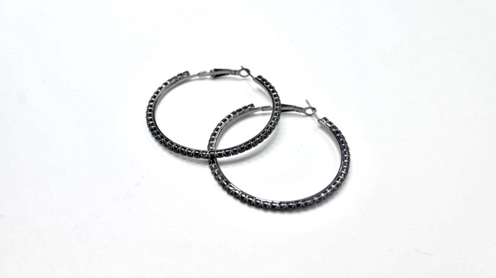 Black Shiny Hoop Earrings