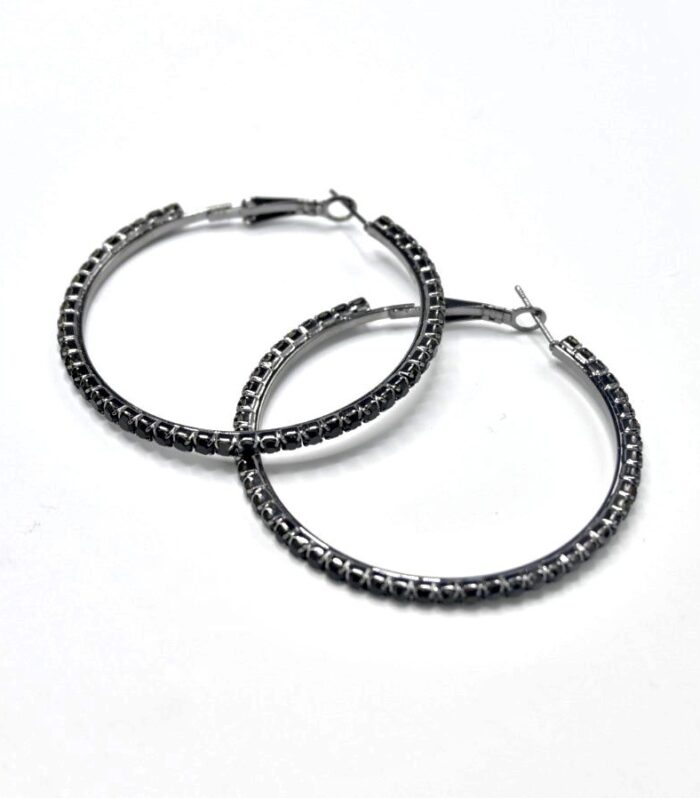 Black Shiny Hoop Earrings