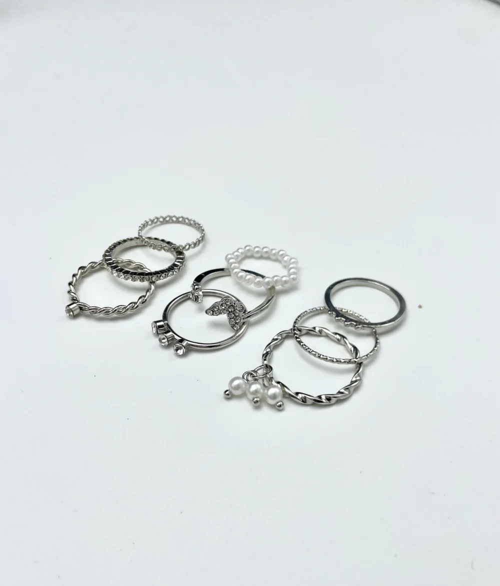 Silver Classic Rings Set of 9 - Image 2
