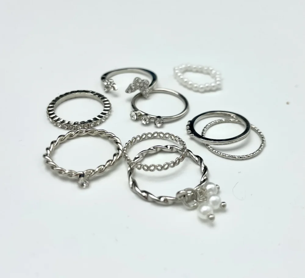 Silver Classic Rings Set of 9