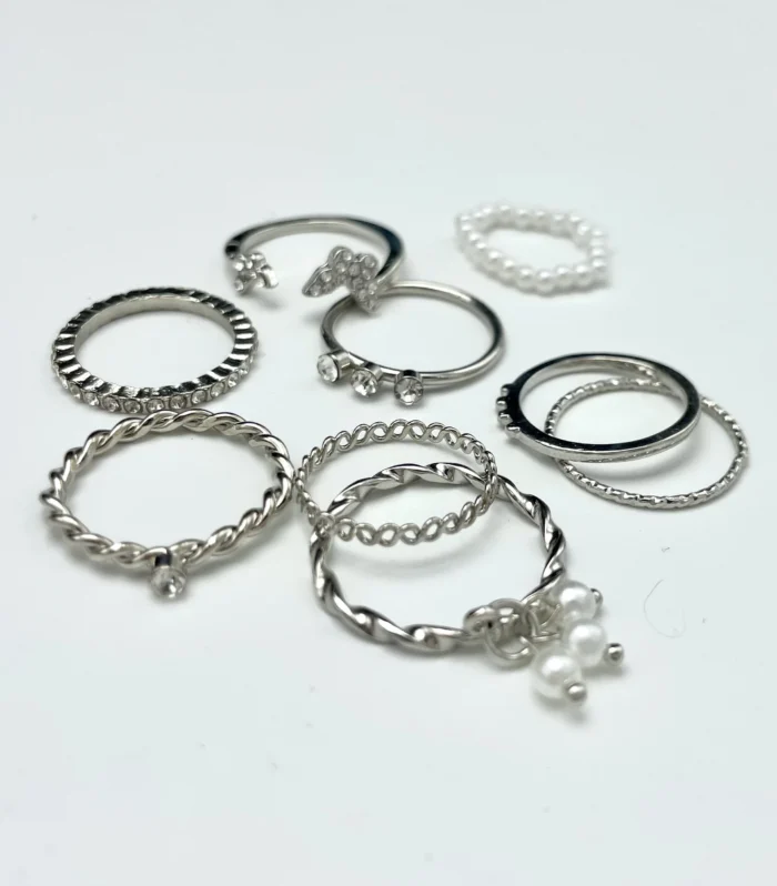 Silver Classic Rings Set of 9