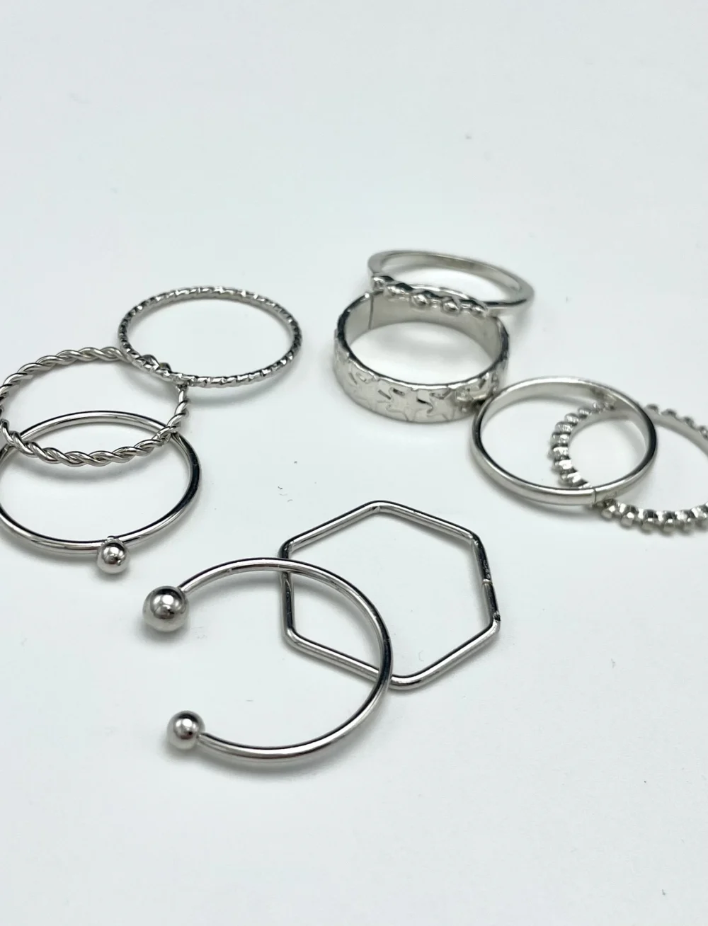 Minimalistic Rings Set Silver
