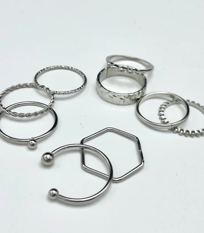 Minimalistic Rings Set Silver