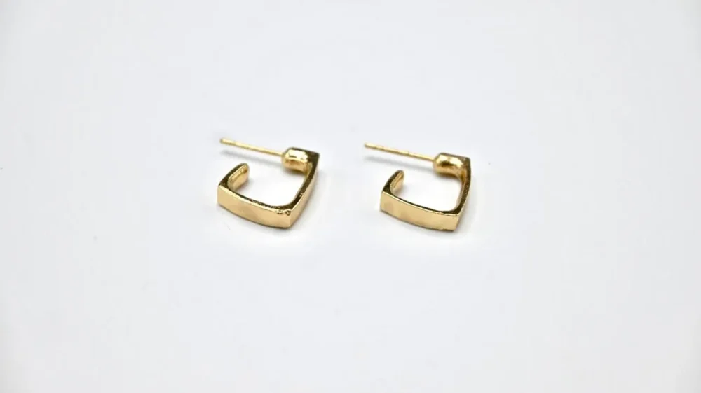 Golden Square Stud Earrings
