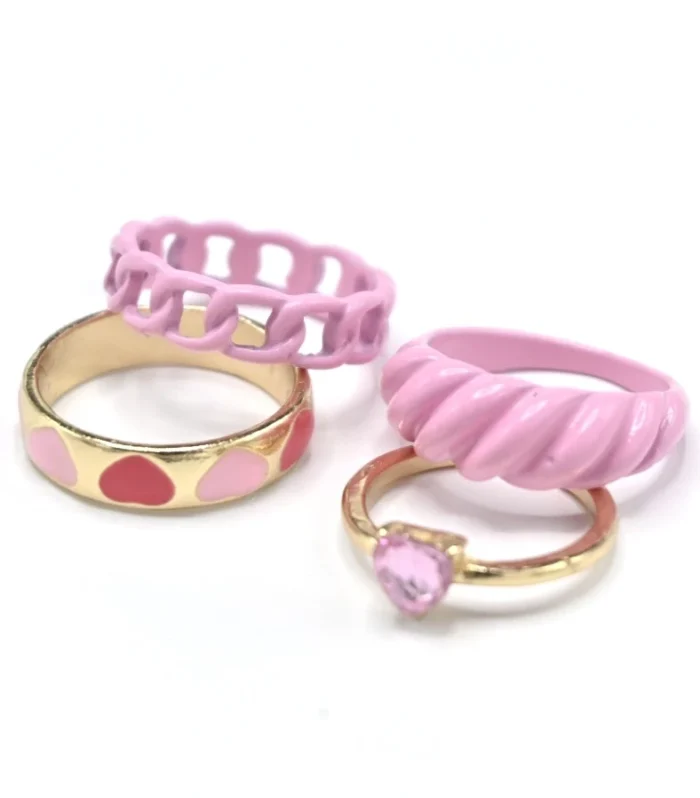 Pink Rings Set of 4