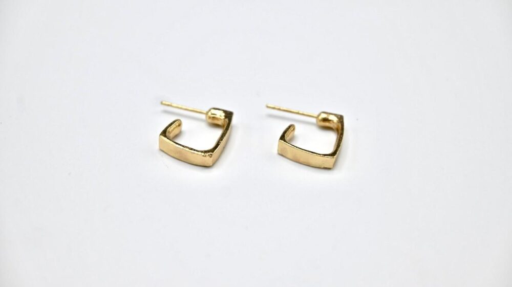 Square Stud Earrings - Golden