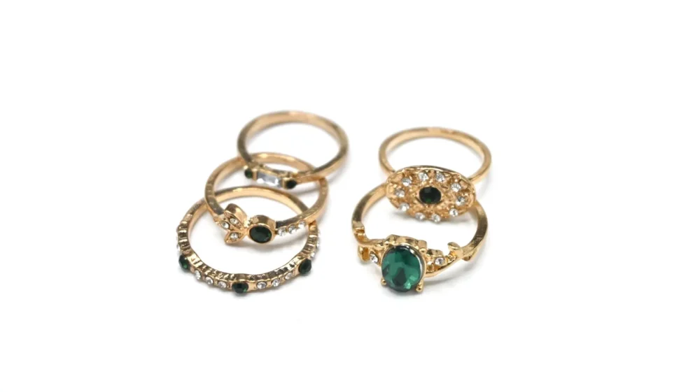 Golden Green 5 Rings Set